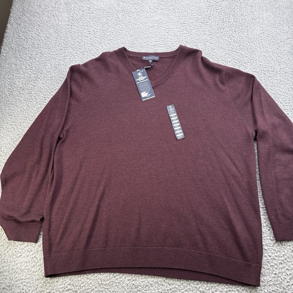 Hart Schaffner Marx V-neck Sweater Mens XXL 2XL Burgundy Merino Wool Golf